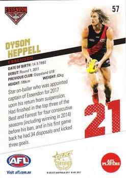 2017 Select Certified #57 Dyson Heppell Back